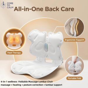 Foldable massage lumbar chair red light heating